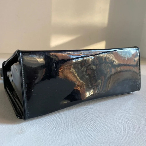 Vintage Black Patent  Leather Small Box Structured Top Handle Bag - Picture 9 of 11